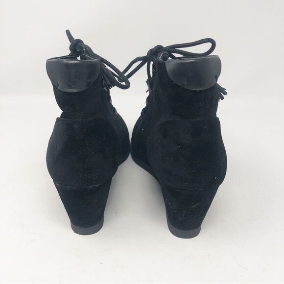 MADDEN GIRL | Black Deenna Velvet Lace Up Wedge Boots NEW Women’s Size 8 - Picture 6 of 11